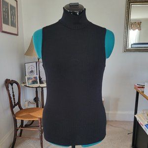 Ribbed Sleeveless Mock Turtle Neck Stretch Top